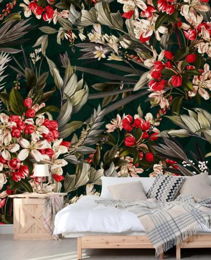 red and black floral wallpaper