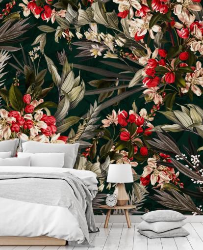 red and black floral wallpaper