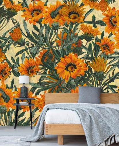 orange solblommor tapet orange solblommor tapet