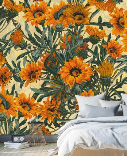 oransje solblomster tapet