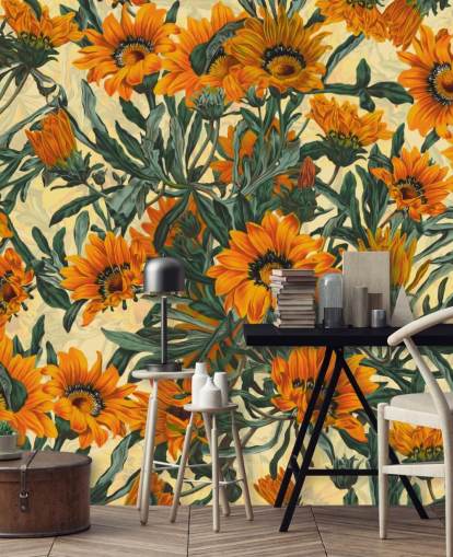 orange Sonnenblumen-Tapete