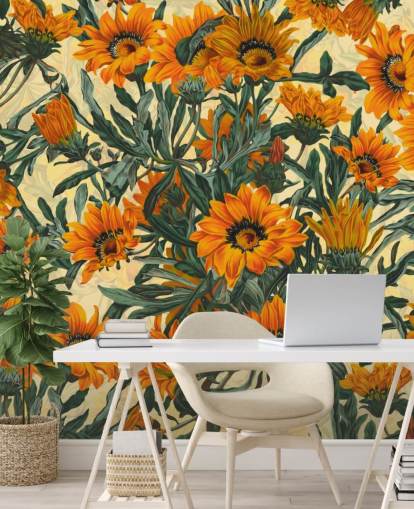 papel de parede de flores de sol laranja papel de parede de flores de sol laranja