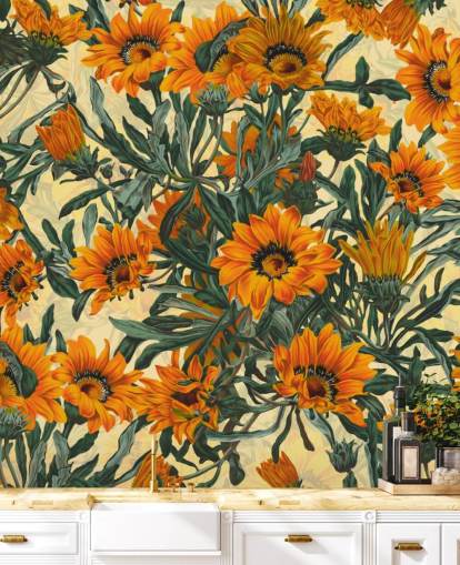 fondo de pantalla de flores de sol naranja fondo de pantalla de flores de sol naranja