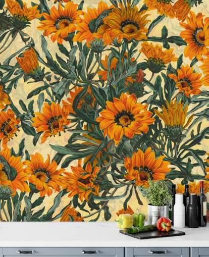 fondo de pantalla de flores de sol naranja