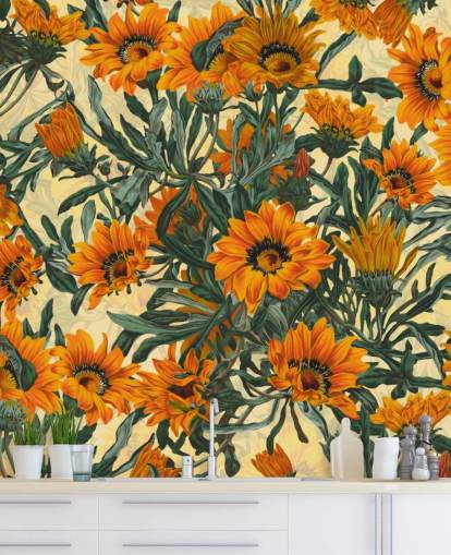 papel de parede de flores de sol laranja papel de parede de flores de sol laranja