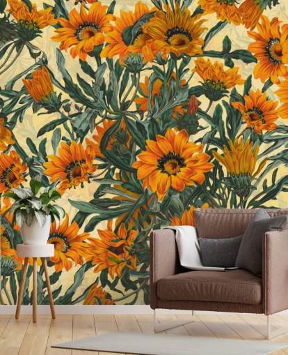 orange solblomster tapet orange solblomster tapet