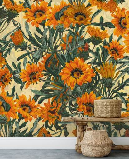 papel de parede de flores de sol laranja