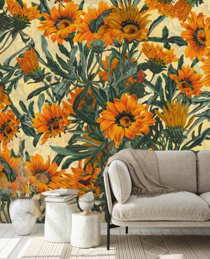 orange Sonnenblumen-Tapete