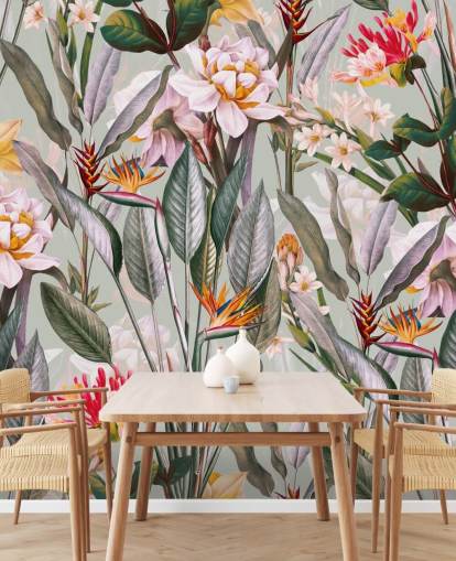 neutral tonad tropisk blomma tapet