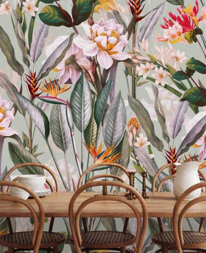 neutral tonad tropisk blomma tapet