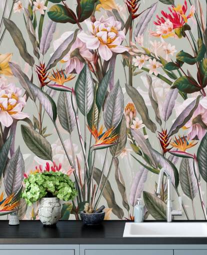 neutral toned tropical flower wallpaper neutral toned tropical flower wallpaper