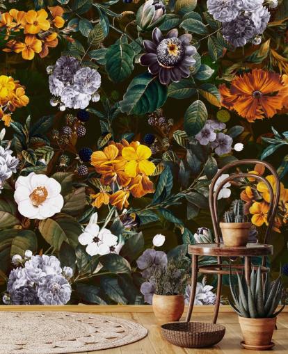 yellow flowers against dark flowers wallpaper yellow flowers against dark flowers wallpaper