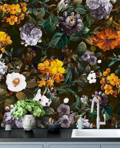 gula blommor mot mörka blommor tapeter gula blommor mot mörka blommor tapeter