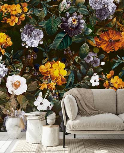 carta da parati fiori gialli contro fiori scuri carta da parati fiori gialli contro fiori scuri