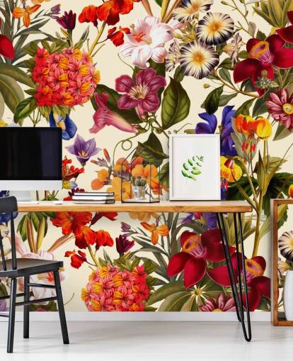 farverige blomster tapet