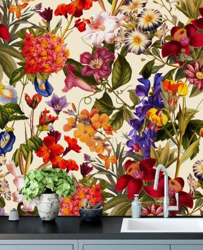 papier peint floral coloré