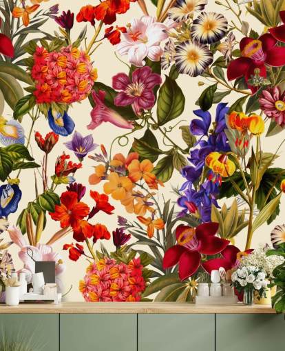 papier peint floral coloré