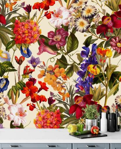 farverige blomster tapet