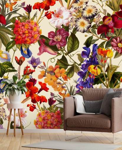 kleurrijk bloemenbehang