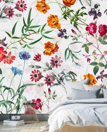 Blumentapete auf weißem Hintergrund Tapete Blumentapete auf weißem Hintergrund Tapete