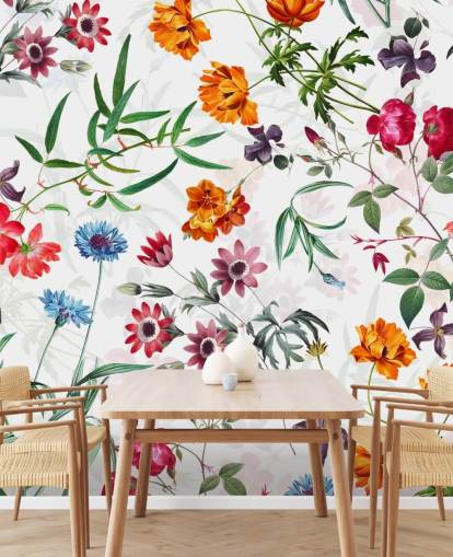 Blumentapete auf weißem Hintergrund Tapete Blumentapete auf weißem Hintergrund Tapete