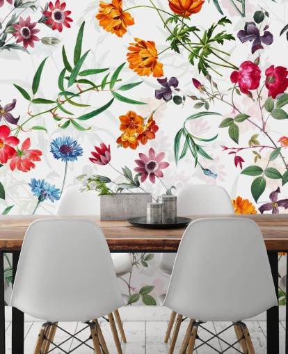 papel pintado de flores sobre fondo blanco