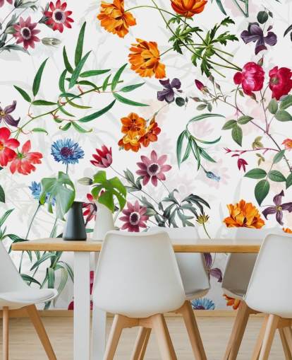 bloem behang op witte achtergrond behang bloem behang op witte achtergrond behang