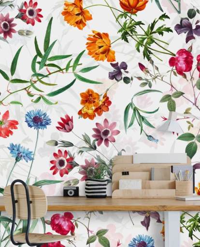 papier peint de fleurs sur fond blanc fond d'écran