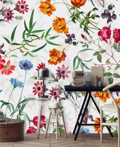 papel pintado de flores sobre fondo blanco