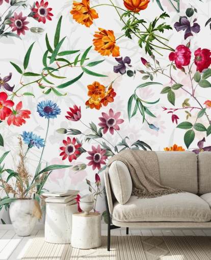 papel pintado de flores sobre fondo blanco