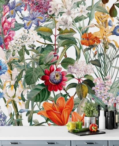 mooi bloemen kleurrijk behang