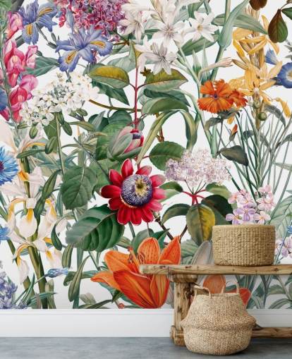 pretty floral colourful wallpaper
