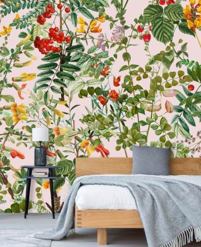 leaves and flowers wallpaper