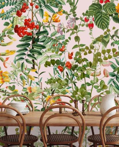 papier peint feuilles et fleurs