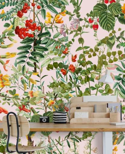 folhas e flores papel de parede