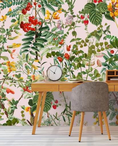 leaves and flowers wallpaper