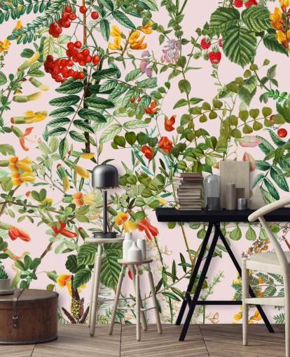 leaves and flowers wallpaper