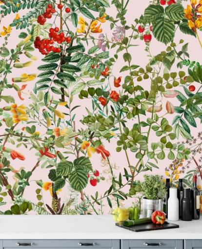 folhas e flores papel de parede