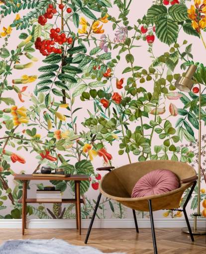 bladeren en bloemen behang