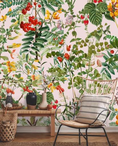 leaves and flowers wallpaper