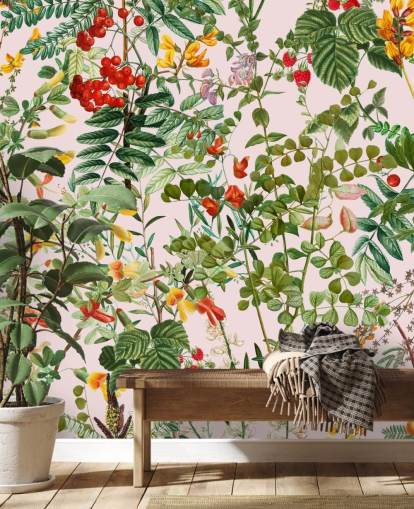 leaves and flowers wallpaper