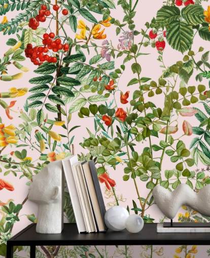 leaves and flowers wallpaper