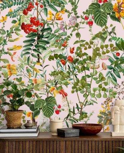 leaves and flowers wallpaper