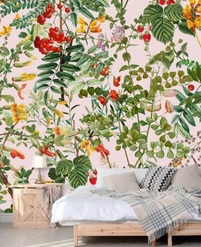 folhas e flores papel de parede