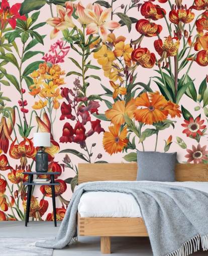 fondo de pantalla naranja, rojo summer flowers