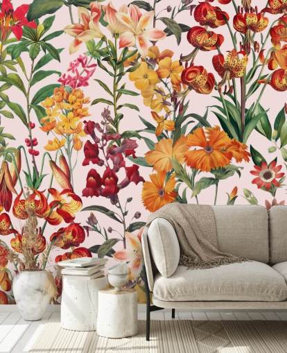 orange, red summer flowers wallpaper