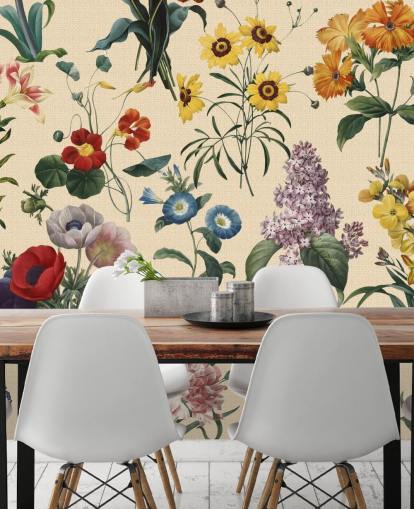 weide bloemen behang