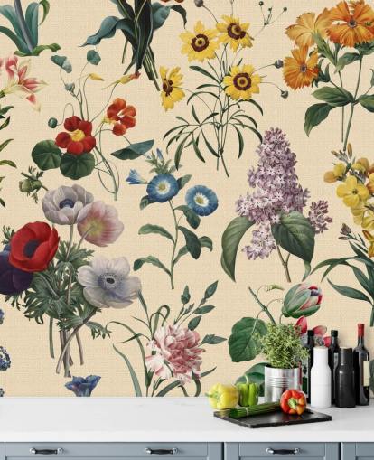 weide bloemen behang