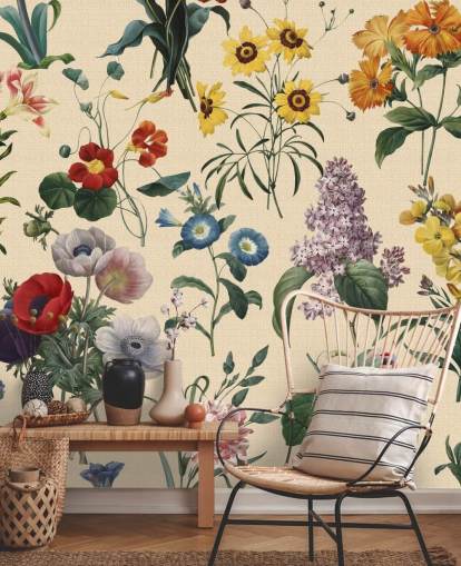 weide bloemen behang