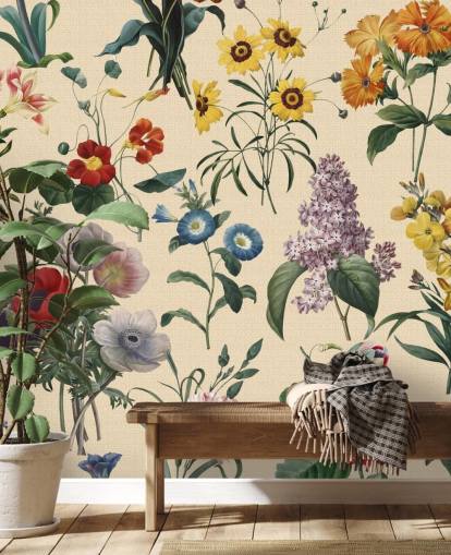 weide bloemen behang